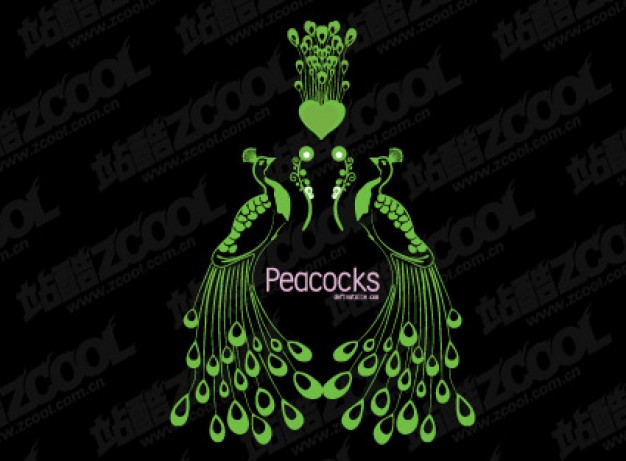 The green peacock vector material over dark background