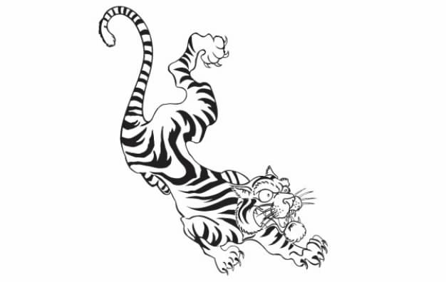 TIGER of FREE TATTOO STYLE clip art VECTOR in top view