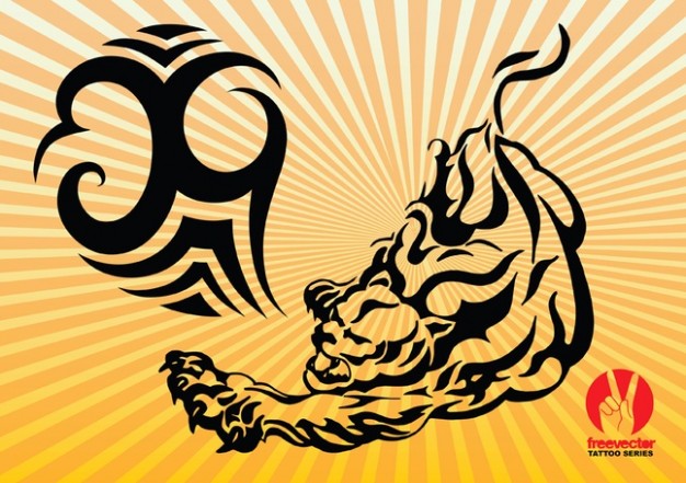 Tiger Power with orange radiant background