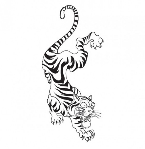 fighting Tiger tattoo doodle template