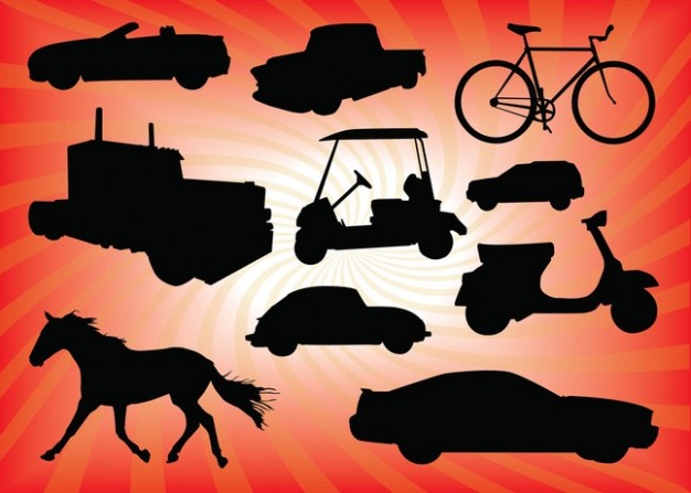 Transportation tool like car horse bike Vectors