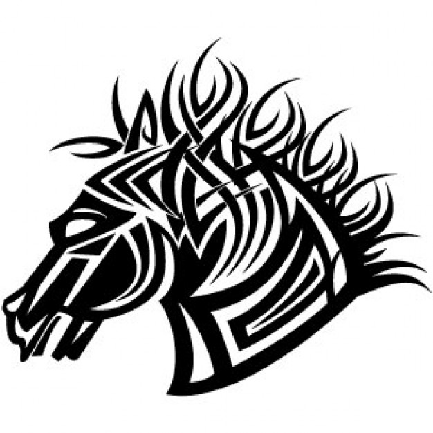 Tribal Horse head side view Vector clip art