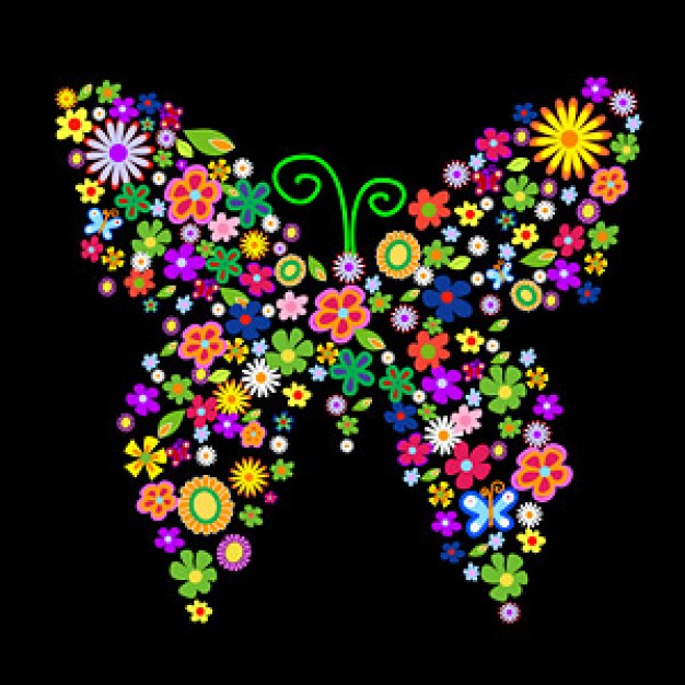 butterflies vector Composed of colorful flowers material