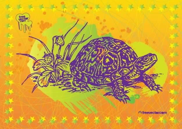 Turtle Vector Art frame with yellow background