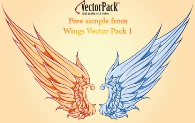 Two colors wing set over earth yellow background