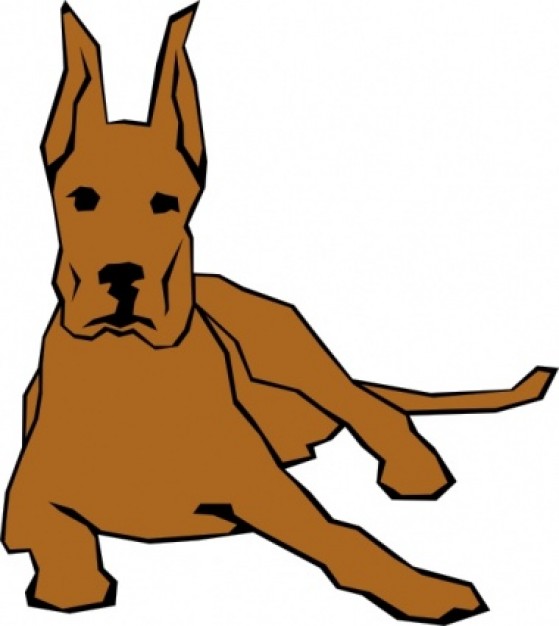 brown Dog bending over Drawn With Straight Lines clip art