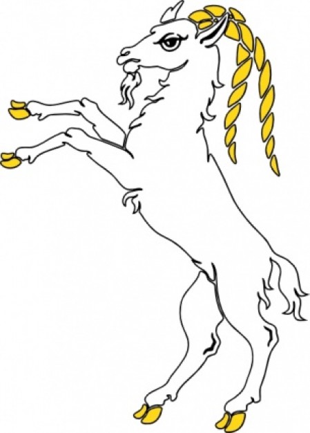 Goat with yellow horns standing up clip art