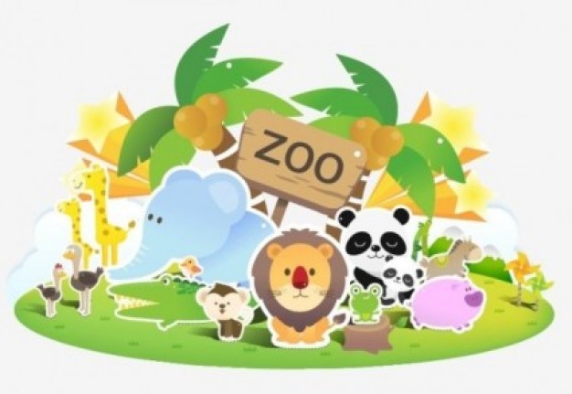 lovable cartoon zoo with colorful animals for poster design