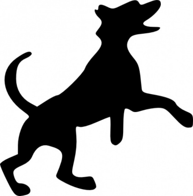 black Dog Jumping clip art
