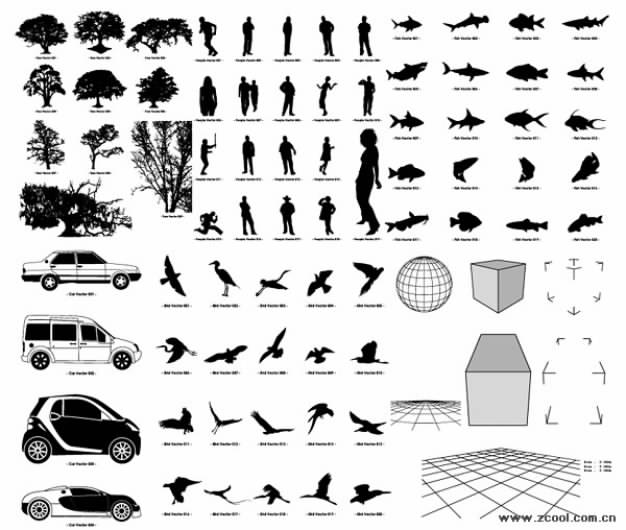 Ultimate Series Vector material package including tree fish bird car