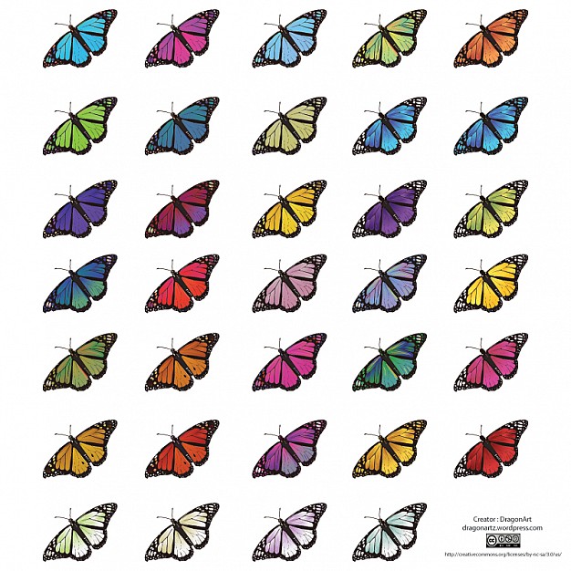 Useful as clipart for scrapbook photo designs Vector with Butterfly graphics in different colors