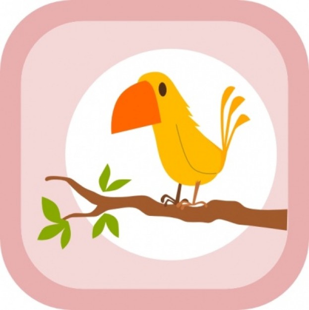 Kablam Yellow Bird with sun background clip art