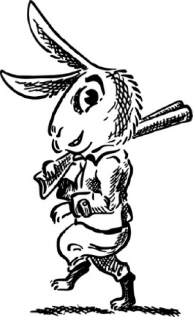 cute Hare marching forward With Shotgun clip art