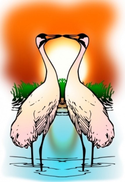 valessiobrito two love whooping crane clip art with sunset background