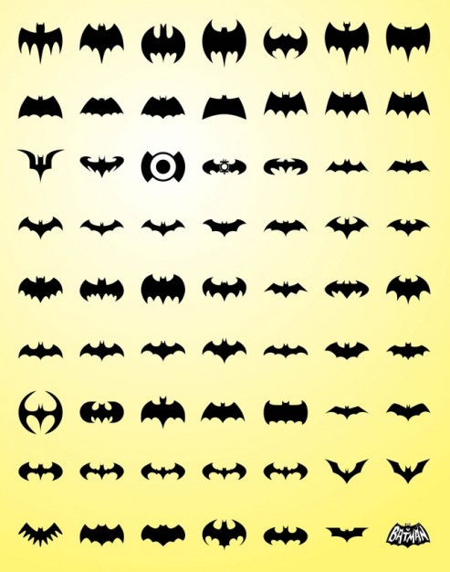 variety of Bat silhouette Vector Graphics over light yellow background