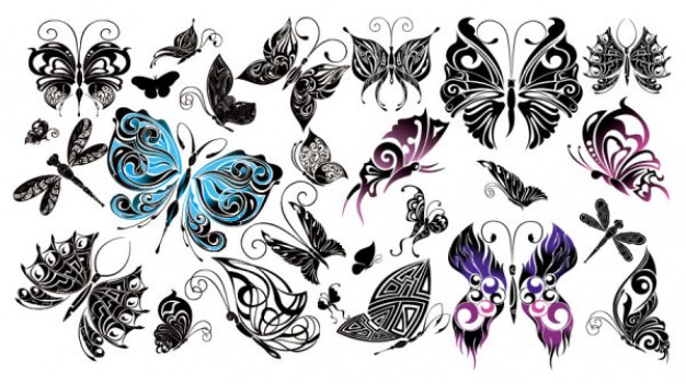 variety of Beautiful butterfly totem vector material