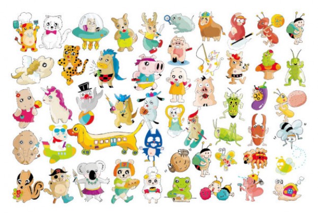 variety of cute animals Vector like lion monkey horse ant etc