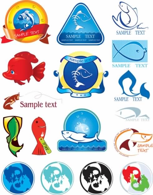 variety of fish Icon vector material of marine elements