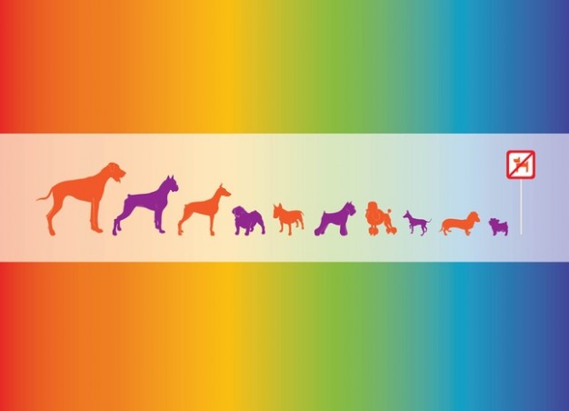 Vector Dogs Graphics with colour spectrum at background