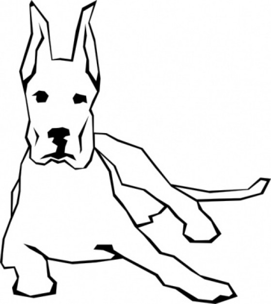 dog lying with prick ears doodle