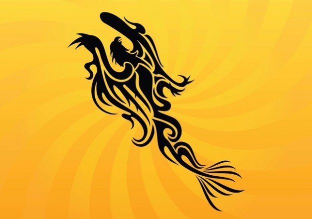 Firebird tattoo with golden radiant