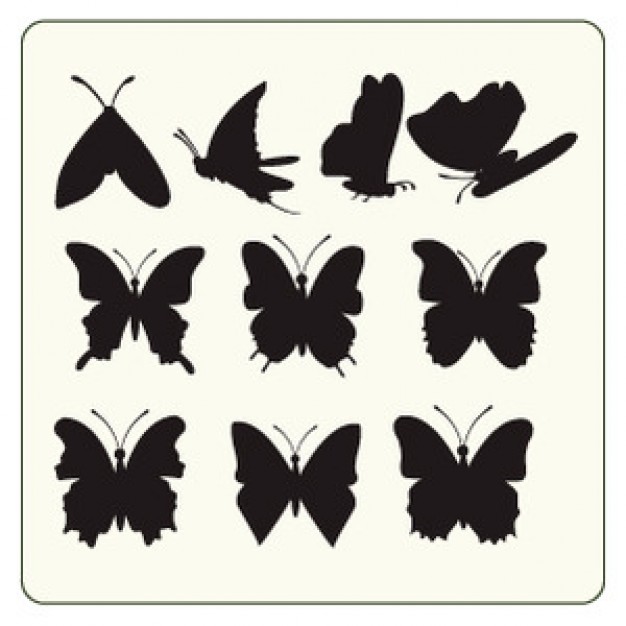 black Butterflies silhouettes set with earth yellow background