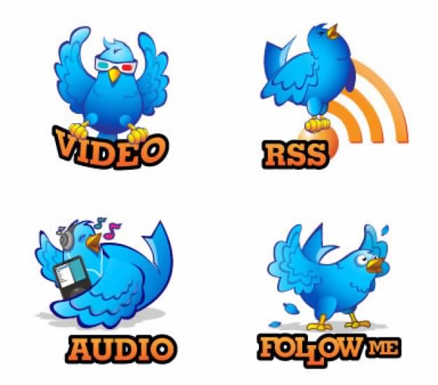 Twitter bird icon with different pose material