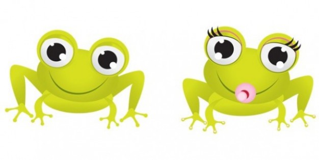 Adorable couple frogs cartoon graphics vector set