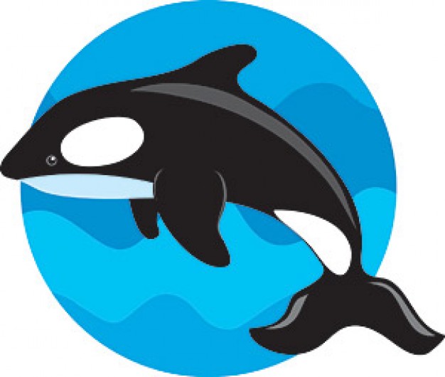 Whale jumping over blue water circle vector material