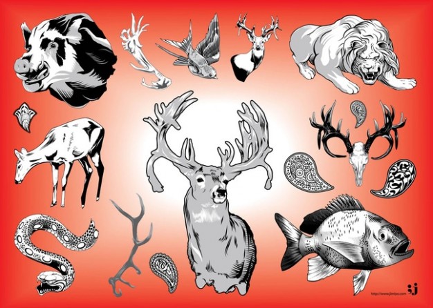 Wildlife Vector Graphics like cow snake deer