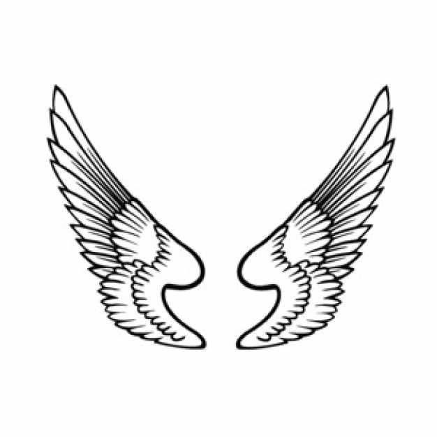 wings clip art set in Black and white