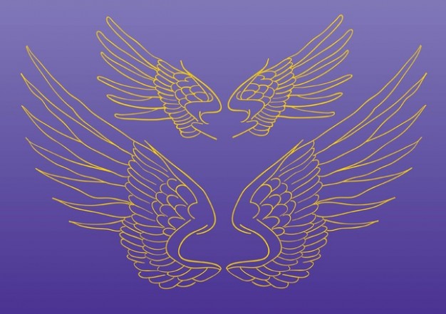 Wings Vector Drawing over purple background