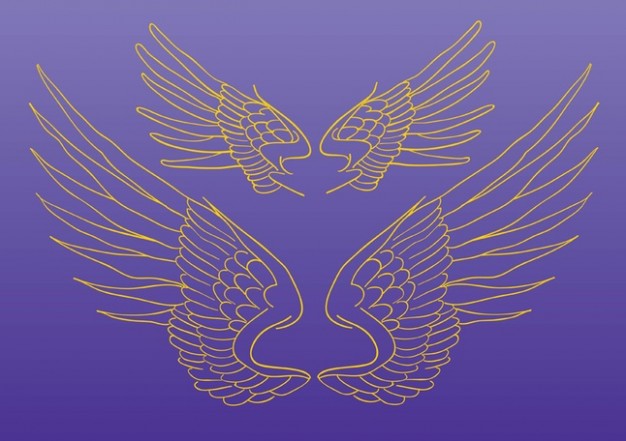 Wings Vector Drawing over purple background