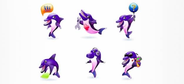 dolphin mascots with different things