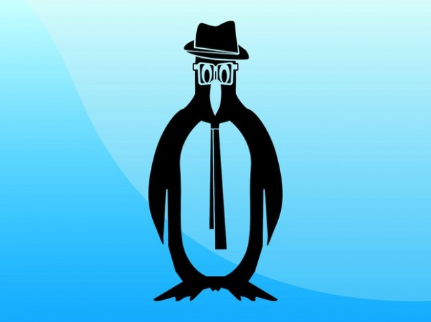 caricature of a penguin with blue light background