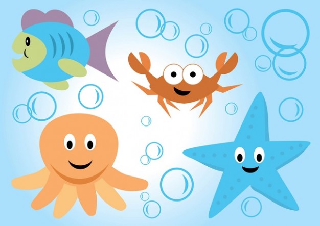 marine animal Life Vector Cartoons