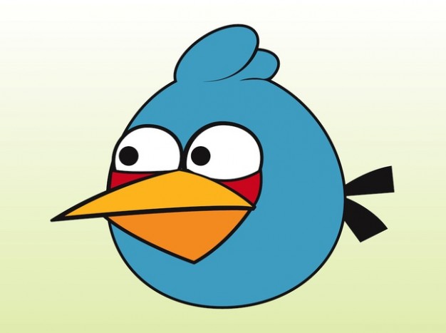 Blue angry bird of gaming cartoon