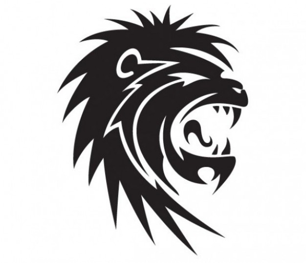 black roaring lion stylish illustrator vector