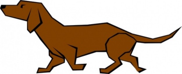 brown Dog walking Straight Lines clip art