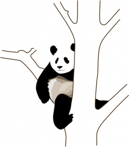 Panda On A Tree doodle clip art