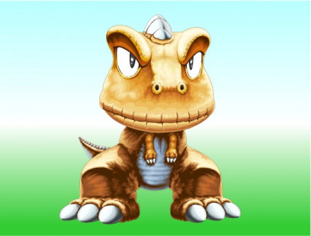 small dinosaur baby with big eyes Cartoon in front view