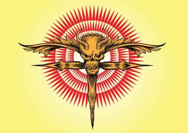 Skull Cross Artwork with yellow background