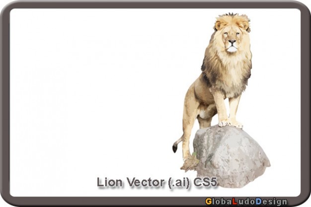 lion on stone with white background