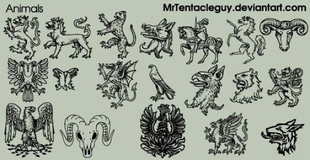 Heraldic animals with light dark background