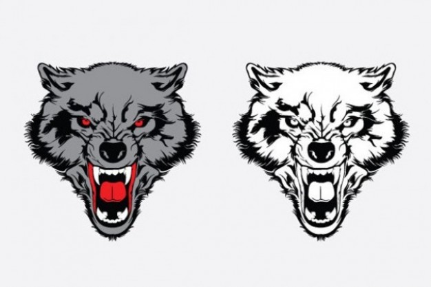 Vicious black and white couple wolfs graphic set