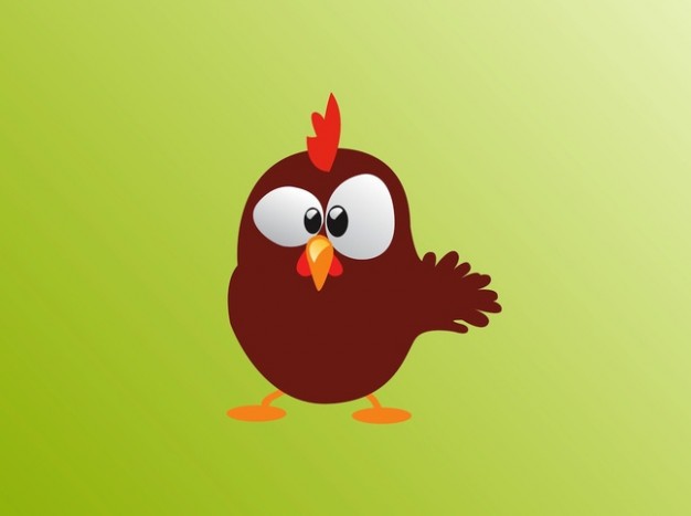 lovable confused cartoon chicken with green background