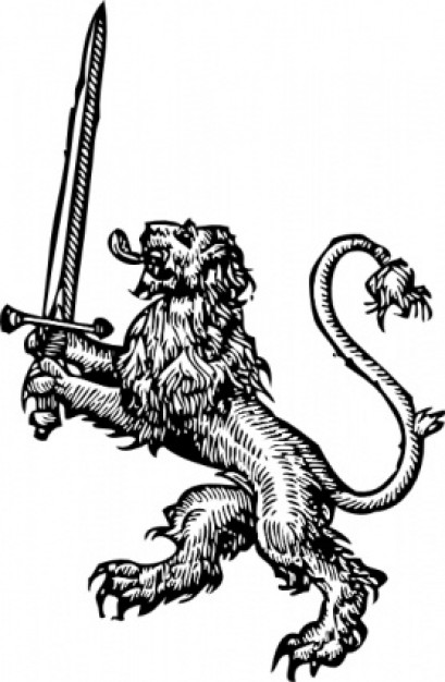 Lion With Sword standing up clip art