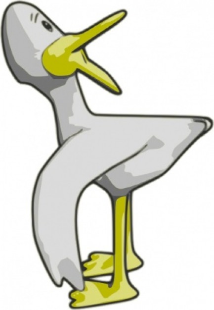 yellow duck looking back clip art with White background