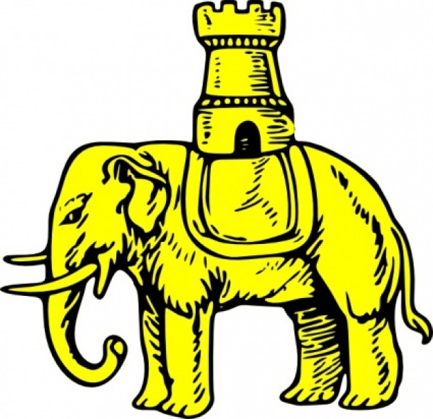 yellow elephant carrying castle clip art