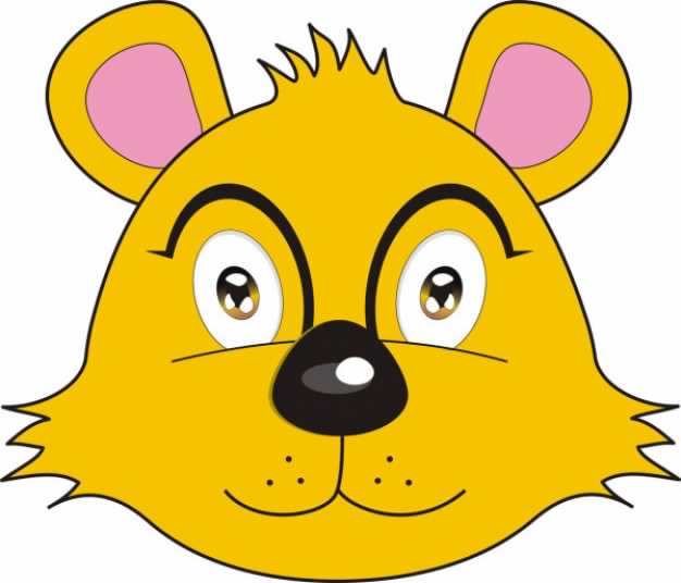yellow fox Bear head picture Vector in front view
